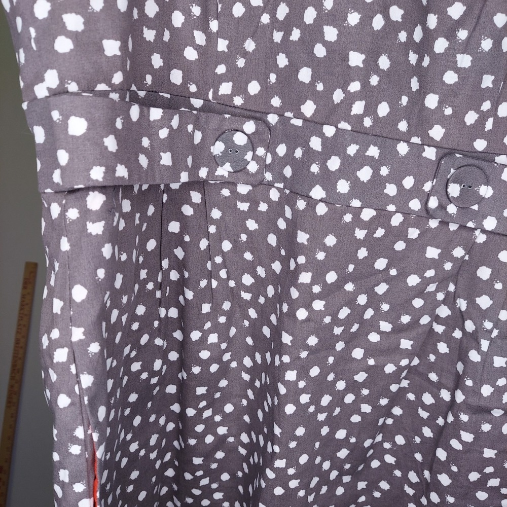 Robbie Bee Sleeveless Dress 18 Gray Polka Dot A-Line Pocket Zip Pinup Old Money - Picture 11 of 11
